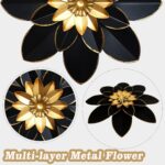 Metal Flower Wall Art Decor, 9.5“ Rustic Modern Floral Sculpture, Distressed Iro... - Image 3