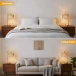 Boho Table Lamps With USB Charging Ports And Outlet, Dimmable Rattan Lamp Set Of... - Image 7