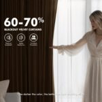 EMEMA Golden Brown Velvet Curtains 45 Inch Length 2 Panels Set Room Darkening Lu... - Image 5