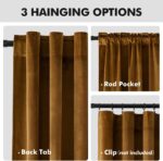 EMEMA Golden Brown Velvet Curtains 45 Inch Length 2 Panels Set Room Darkening Lu... - Image 6