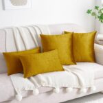 HWY 50 Dark Gold Velvet Throw Pillow Covers 20x20 Inch, Pack of 2 Soft Cozy Soli... - Image 3