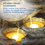 Outdoor Cascading Rock Water Fountain, 6-Tiers Fountains and Waterfalls with LED... - Image 4