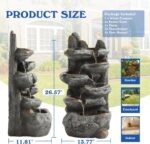 Outdoor Cascading Rock Water Fountain, 6-Tiers Fountains and Waterfalls with LED... - Image 5