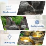 Outdoor Cascading Rock Water Fountain, 6-Tiers Fountains and Waterfalls with LED... - Image 7