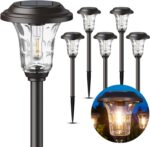 XMCOSY+ Solar Lights Outdoor Waterproof, 6 Pack Metal Glass Solar Pathway Lights... - Image 9