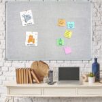 Lockways 36" x 24" Premium Cork Bulletin Board, Light Grey Framed Linen Fabric P... - Image 4