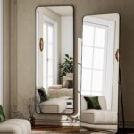 VooBang Round Corner Mirror Full Length, 66" x 23" Floor Mirror with Stand, Matt... - Image 5