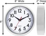 Bernhard Products White Wall Clock 8 Inch Retro Kitchen Silent Non-Ticking Quali... - Image 7