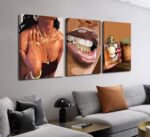 3Pcs Trendy Black Girl Canvas Wall Art Fashion African American Women Pictures A... - Image 3