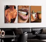 3Pcs Trendy Black Girl Canvas Wall Art Fashion African American Women Pictures A... - Image 4
