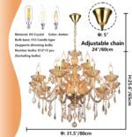 Luxury K9 Crystal Amber Color Modern Classic 15 Lights Ceiling Chandelier with A... - Image 6