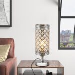 Chrome Crystal Table Lamp for Bedroom, Nightstand Light with Plug-in Switch, Ele... - Image 4