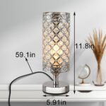 Chrome Crystal Table Lamp for Bedroom, Nightstand Light with Plug-in Switch, Ele... - Image 5