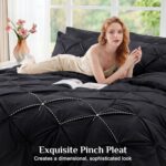 JOLLYVOGUE Black Queen Comforter Set 7 Pieces - Bed in a Bag Queen for All Seaso... - Image 3