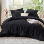 JOLLYVOGUE Black Queen Comforter Set 7 Pieces - Bed in a Bag Queen for All Seaso... - Image 5