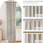PONY DANCE Thick Faux Linen 100% Blackout Curtains 96 Inch Length, Beige Heavywe... - Image 5