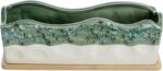 MyGift 13 Inch Large Rectangular Succulent Planter, Decorative Seafoam Green Gla... - Image 6
