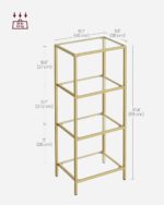 VASAGLE Bookcase, 4-Tier Bookshelf, Slim Shelving Unit for Bedroom, Bathroom, Ho... - Image 4