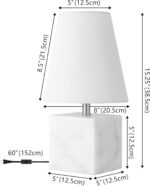 SAFAVIEH Lighting Collection Lou White Marble/Nickel 16-inch Table Lamp (LED Bul... - Image 3