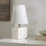 SAFAVIEH Lighting Collection Lou White Marble/Nickel 16-inch Table Lamp (LED Bul... - Image 5