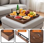 20 Inch Large Square Ottoman Tray, Premium Acacia Wooden Serving Tray with Metal... - Image 5