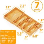 SpaceAid 7-Piece Bamboo Drawer Organizer Storage Boxes Set, Wood Tray Junk Drawe... - Image 4