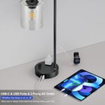 Industrial Bedside Table Lamp for Bedroom - Nightstand Lamps with USB C Charging... - Image 4