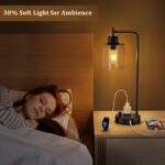 Industrial Bedside Table Lamp for Bedroom - Nightstand Lamps with USB C Charging... - Image 5
