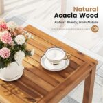 Flamaker Patio Chairs 3 Piece Acacia Wood Patio Furniture with Coffee Table & Cu... - Image 4