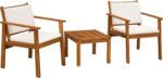Flamaker Patio Chairs 3 Piece Acacia Wood Patio Furniture with Coffee Table & Cu... - Image 6