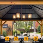 Outdoor Solar Gazebo Chandelier, 4-Light 28" Hanging Copper Wire Solar Pendant L... - Image 3