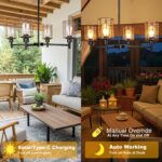 Outdoor Solar Gazebo Chandelier, 4-Light 28" Hanging Copper Wire Solar Pendant L... - Image 5