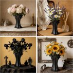 Vintage Gothic Ceramic Vase, 8.74×6.46×5.63inches, Matte Black Flower Vase for R... - Image 7