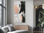 Ardemy Textured Abstract Canvas Wall Art - Black White Gold Beige Brush Strokes ... - Image 3