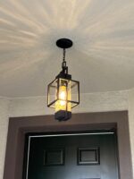15" Outdoor Indoor Pendant Light Exterior Hanging Lantern, Modern Black Metal Ou... - Image 7