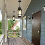 15" Outdoor Indoor Pendant Light Exterior Hanging Lantern, Modern Black Metal Ou... - Image 8