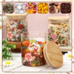 JarThenaAMCS 3Pcs Vintage Floral Glass Storage Jars with Airtight Lid Wildflower... - Image 5