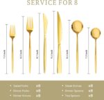Astercook Silverware Set 48-Piece Gold Flatware Set with Steak Knives Food-Grade... - Image 8