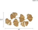 Madison Park Wall Art Living Room Décor Faye Metal Foil Ginkgo Leaf Large Home A... - Image 4