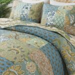 NEWLAKE Quilt Set King Size, 100% Cotton Patchwork Green Bohemian Quilt Sets, Re... - Image 5