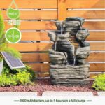 Bumilgar 6 Tier Cascading Rock Solar Water Fountain Outdoor Garden Waterfall Dec... - Image 3