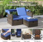 Moccha Outdoor Daybed with Retractable Canopy - Rattan Loveseat Sofa Set w/ Adju... - Image 8