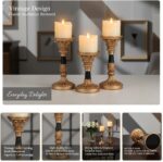 Resin Pillar Candle Holders Set of 3 – an Antique Gold Frame with Engraved Decor... - Image 5