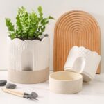 Nihow Self Watering Plant Pot: 6 Inch Ceramic Planter with Drainage Hole & Water... - Image 7