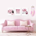 HPNIUB Fashion Women Art Print Pink High Heels Flowers Painting Set of 3 Pieces ... - Image 3