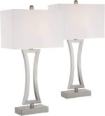 360 Lighting Roxie Modern Table Lamps 31" Tall Set of 2 Brushed Nickel Silver Me... - Image 3