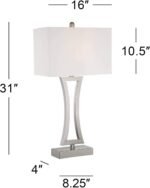 360 Lighting Roxie Modern Table Lamps 31" Tall Set of 2 Brushed Nickel Silver Me... - Image 5