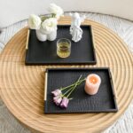 Set of 2 Modern Elegant Large Wood Serving Tray, Rectangle Decorative Tray Ottom... - Image 7