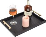 Set of 2 Modern Elegant Large Wood Serving Tray, Rectangle Decorative Tray Ottom... - Image 8