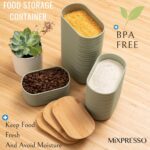 Mixpresso Olive Green Canisters Sets for the Kitchen – 3-Piece Airtight Plastic ... - Image 4